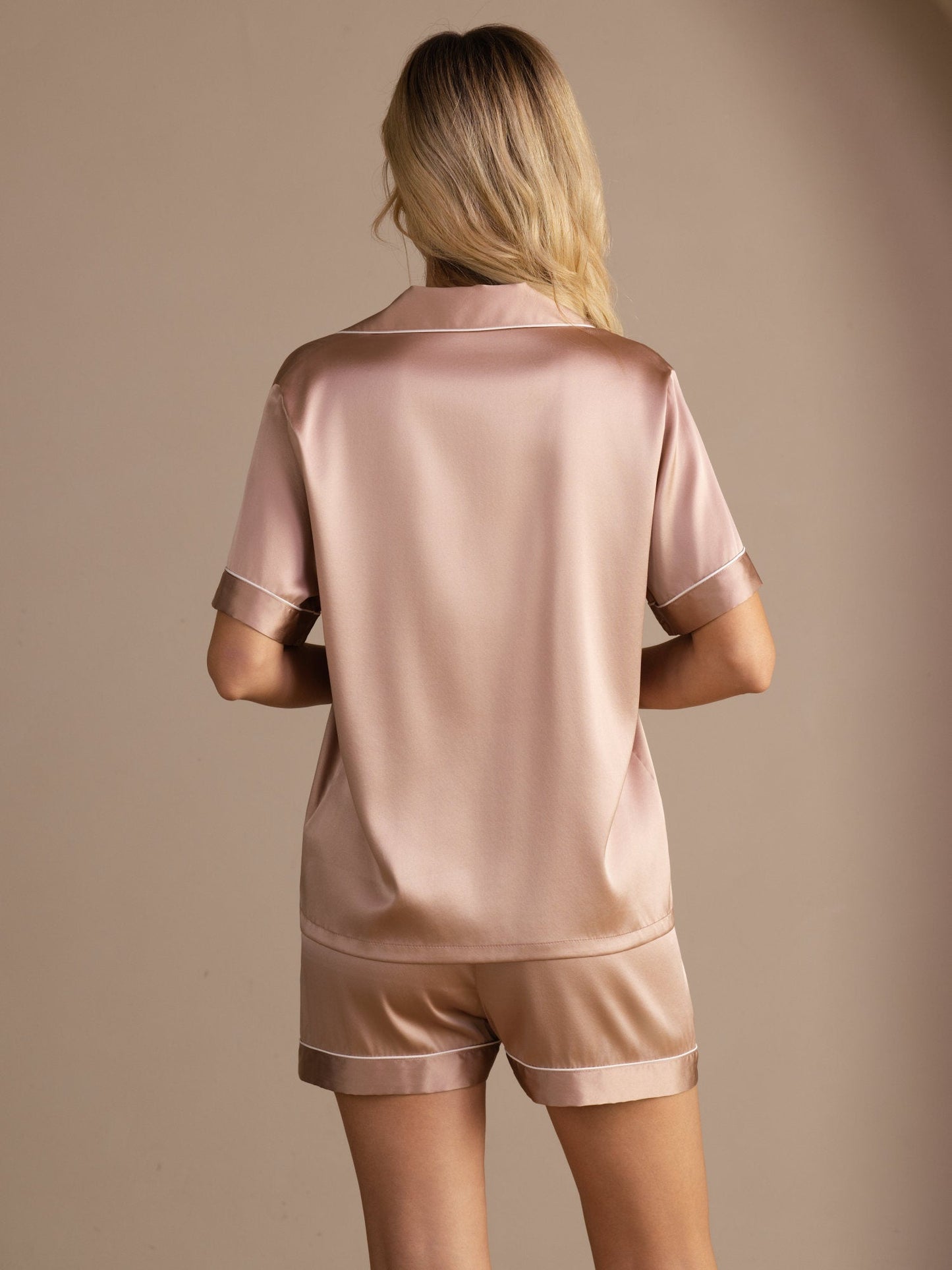 Pijama de seda pura, conjunto de pijama corto