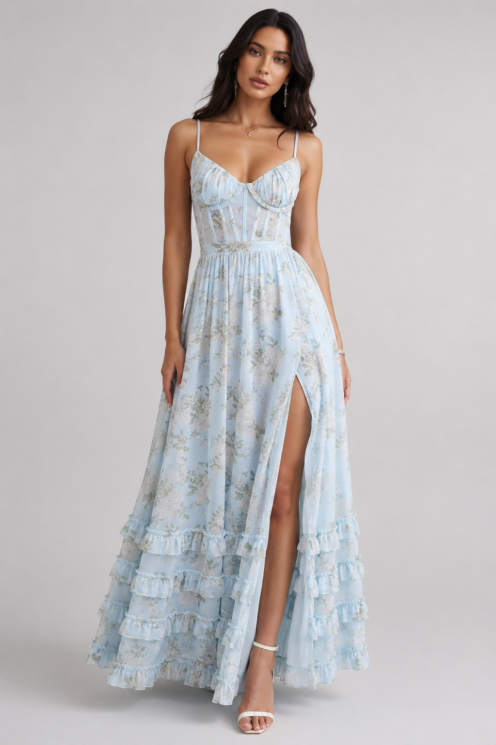 VIOLETTA Vestido Largo Elegante Floral con Corsé