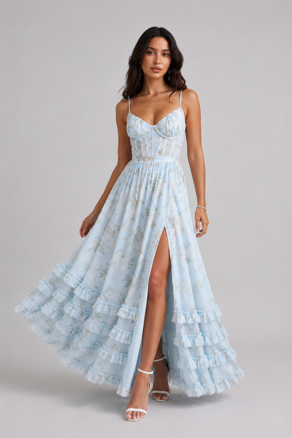VIOLETTA Vestido Largo Elegante Floral con Corsé