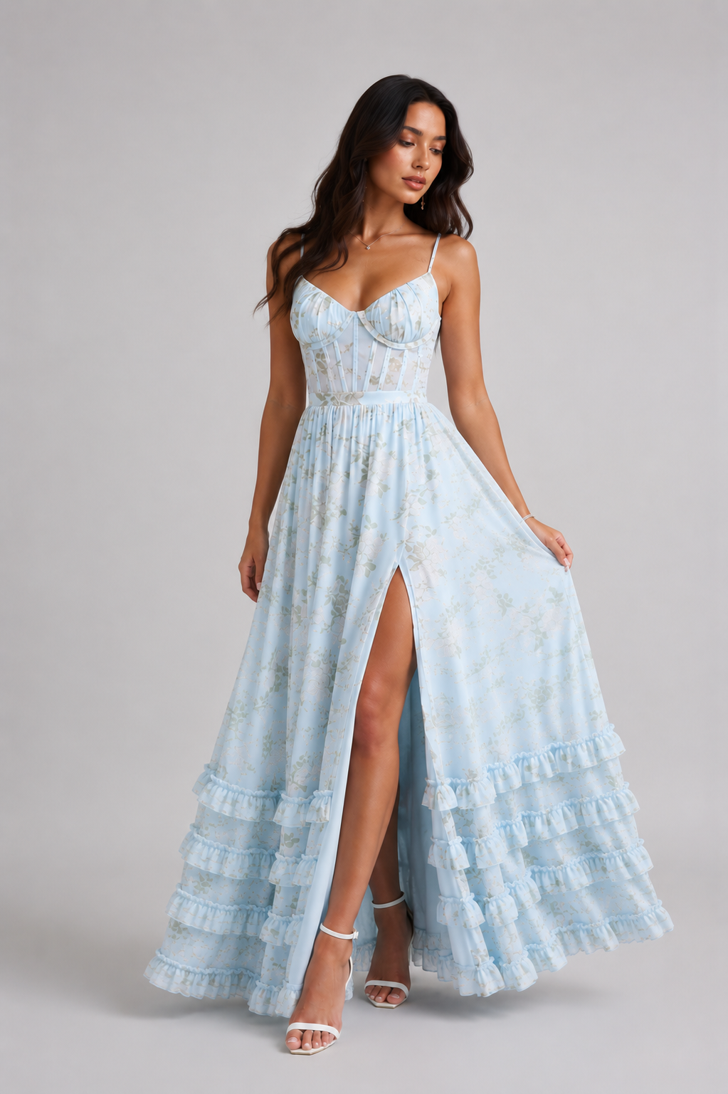 VIOLETTA Vestido Largo Elegante Floral con Corsé