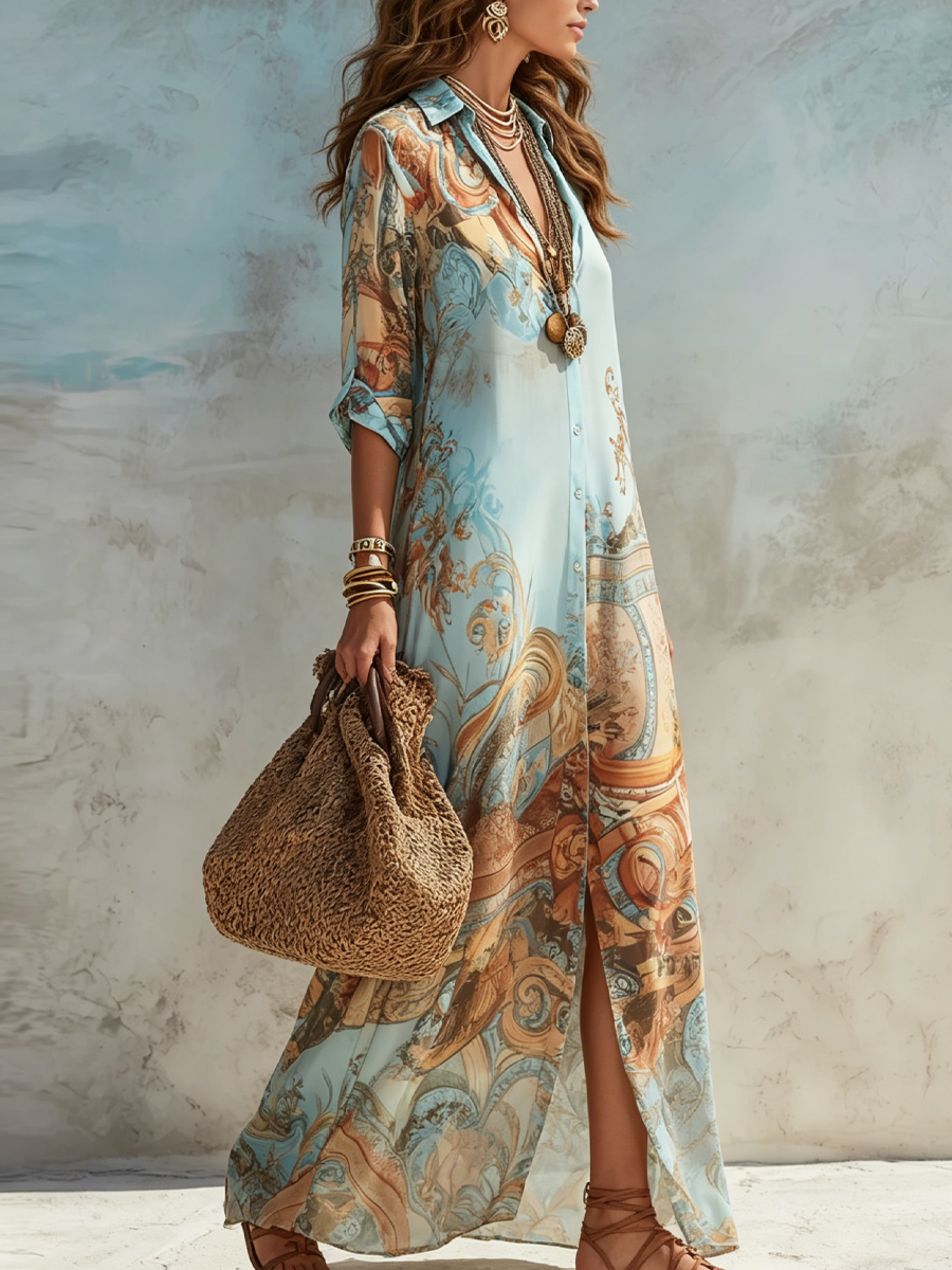 Serena | Vestido tipo camisa «Mediterráneo»