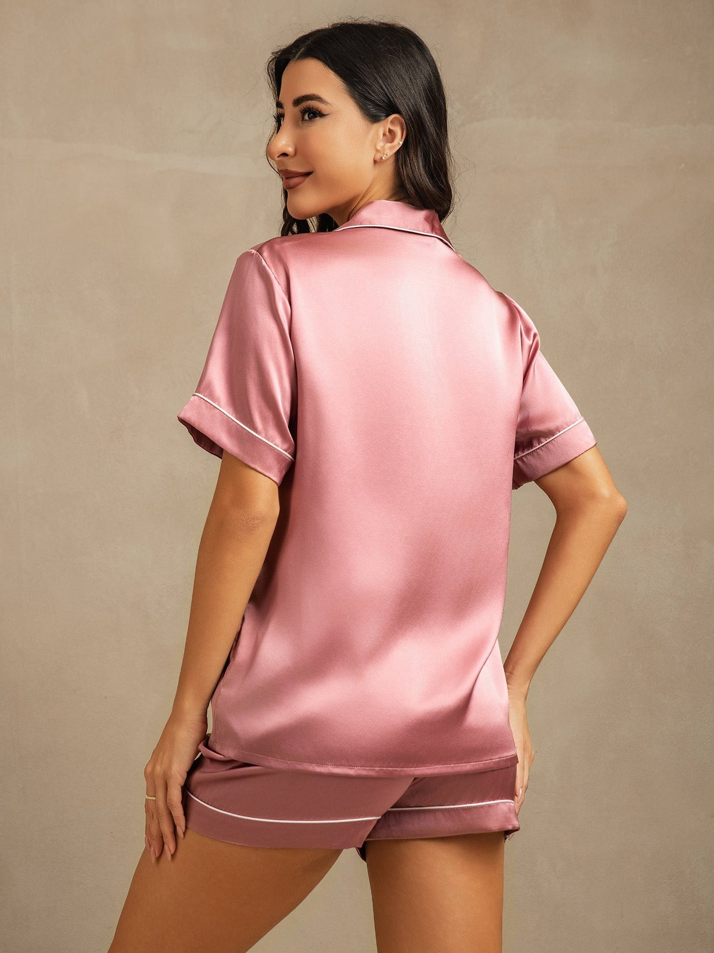 Pijama de seda pura, conjunto de pijama corto